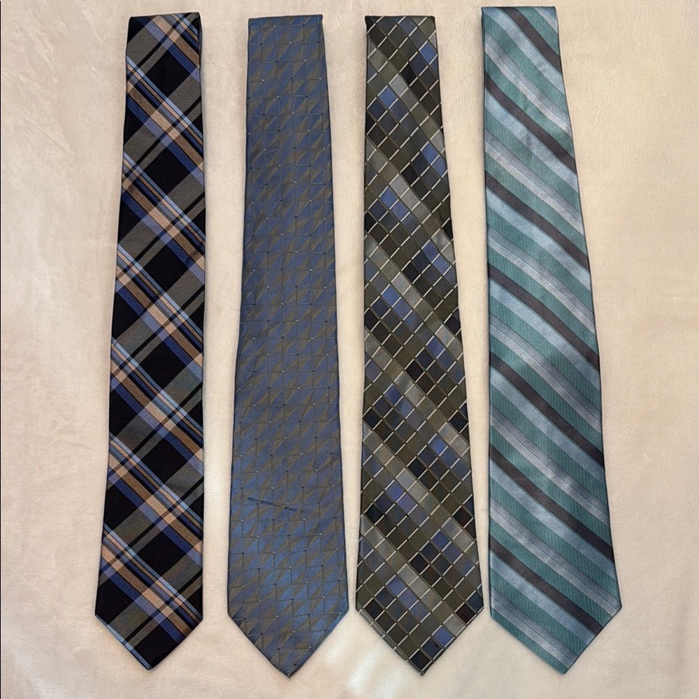Men's Tie Set - Black, Blue, Gray and Green Tones